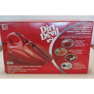Dirt Devil Scorpion 3-n-1 Hand Vac Inflator Blower Powerful 7.0 Amps Vacuum 8 Ac